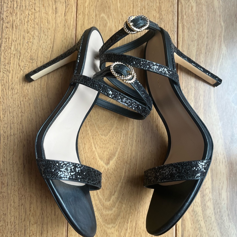 Stuart Weitzman Crystal Buckle 95 Glitter Sandal Size 8.5 - Picture 5 of 9